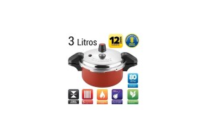 Panela de Pressão 3 litros Travamento Externo Bordô Com Alça Eirilar